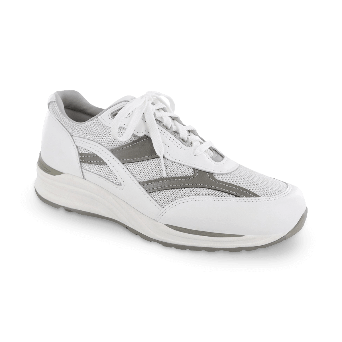 Journey Mesh White Gray Men's Lace Up Walking Sneaker SAS Shoes
