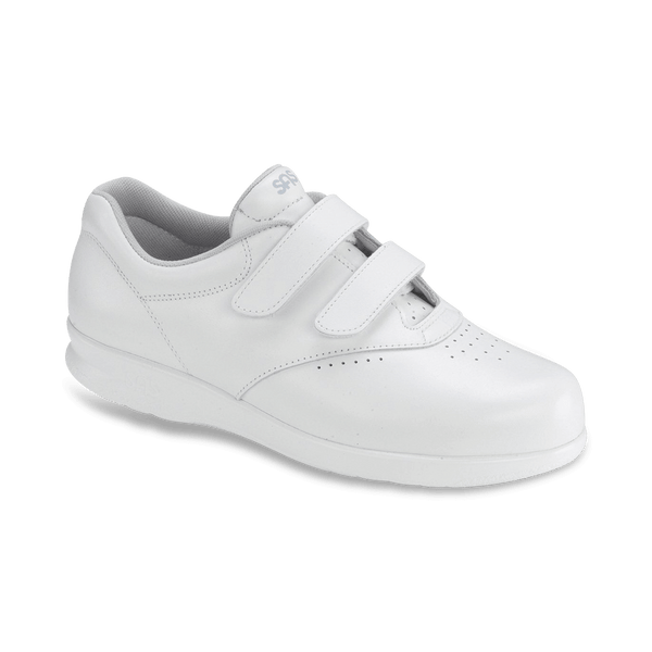 Women's Leather Sneaker Shoe with Double Hook-and-Loop Straps-Wide Width White 6