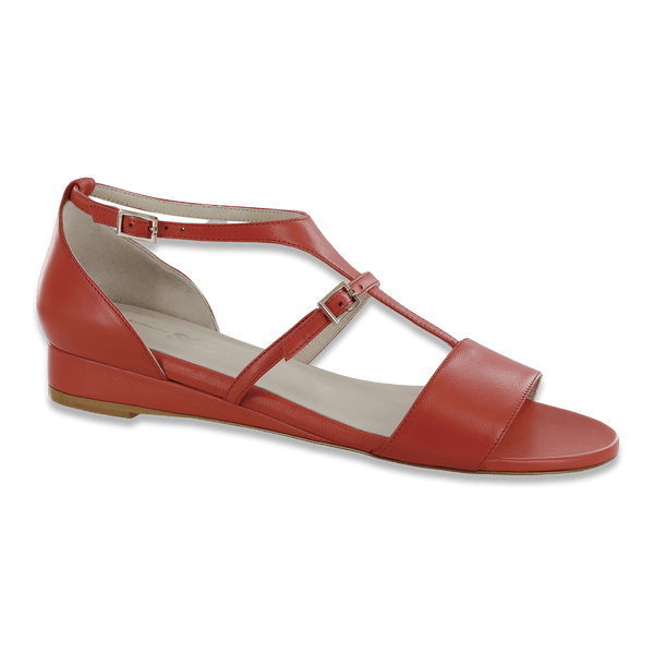 SAS Nouveau Red selling Leather Cross Strap Heel Comfort Footbed/Heel Sandal Sz 8.5