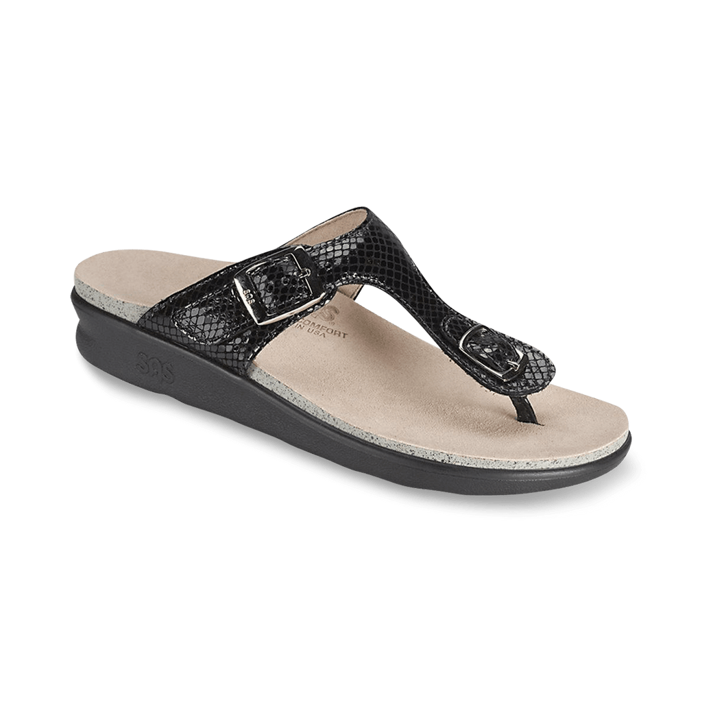 SAS Shoes Sanibel Black Snake: Comfort Women's Sandals