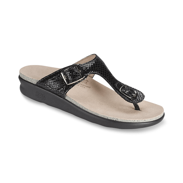 SAS Shoes Sanibel Black Snake: Comfort Women's Sandals