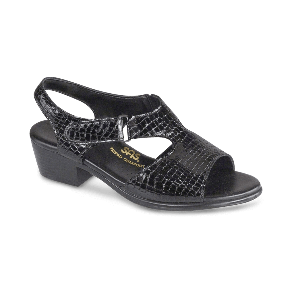 Suntimer Black Croc Comfortable Sandals for Women SASNola SAS Shoes