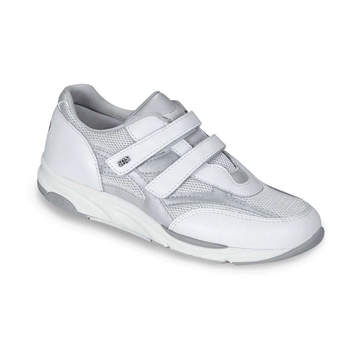 Old man deals white velcro shoes